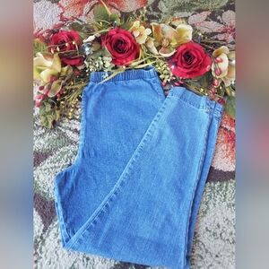 Essentials By Maggie Women 18/20 Blue Pull On Elastic Straight Stretch Pants